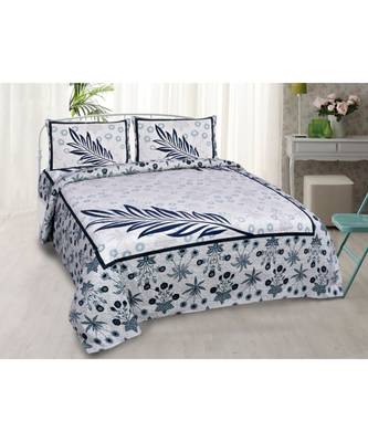 Multicolor Printed Cotton King Size Double Bed Sheet With Pillow Covers 1