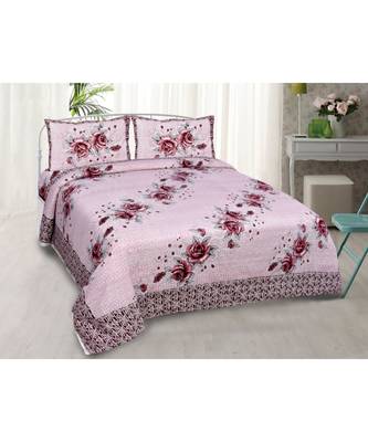 Multicolor Printed Cotton King Size Double Bed Sheet With Pillow Covers 1