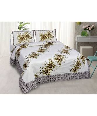 Multicolor Printed Cotton King Size Double Bed Sheet With Pillow Covers 1