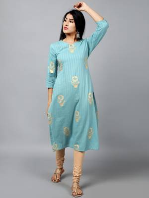 Ridan Cotton Multicolour  Foil Print Straight Kurta 1