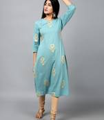 Ridan Cotton Multicolour  Foil Print Straight Kurta