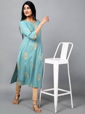 Ridan Cotton Multicolour  Foil Print Straight Kurta 2
