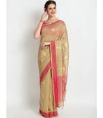 Beige Silk Chanderi Handloom Saree