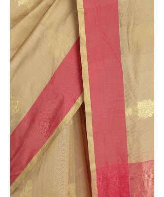 Beige Silk Chanderi Handloom Saree 5