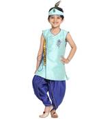 Blue Plain Silk Blend -Dhoti-Kurta