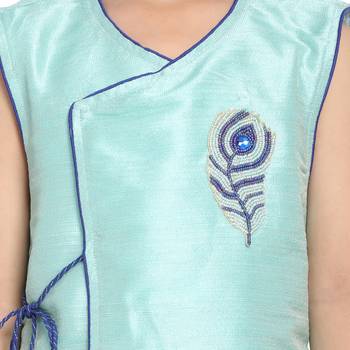 Blue Plain Silk Blend -Dhoti-Kurta 4