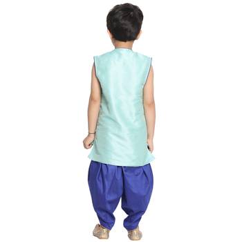 Blue Plain Silk Blend -Dhoti-Kurta 5