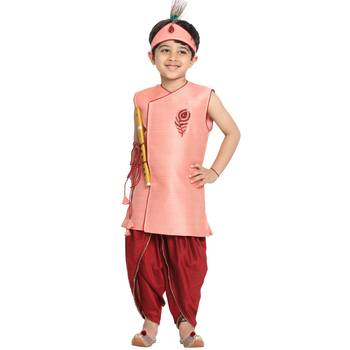 Pink Plain Silk Blend -Dhoti-Kurta 1