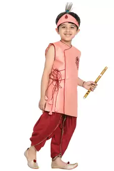 Pink Plain Silk Blend -Dhoti-Kurta