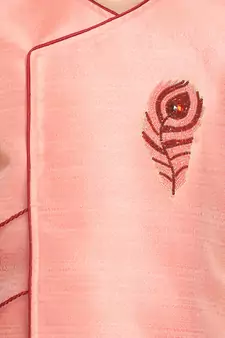 Pink Plain Silk Blend -Dhoti-Kurta