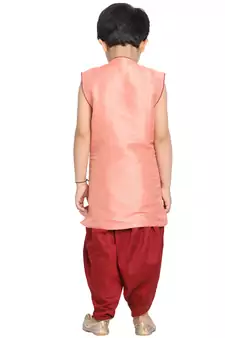 Pink Plain Silk Blend -Dhoti-Kurta