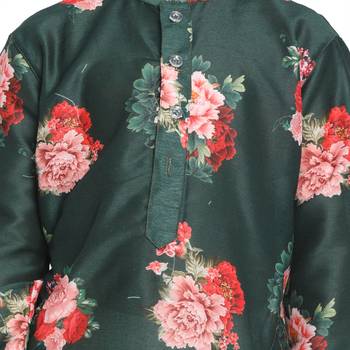 Green Printed Blended Cotton Boys-Dhoti-Kurta 4