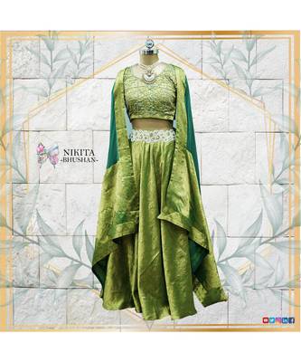 green embroidered silk readymade-lehenga-cholis 1
