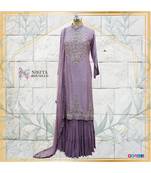 A combination of chinon silk kurta with crepe chiffon dupatta and pure, designer georgette sharara