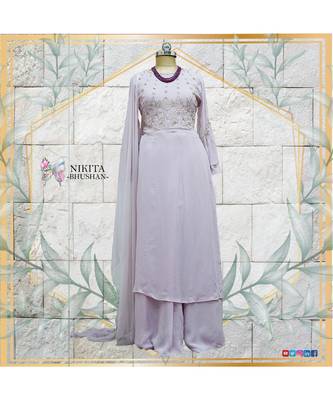 This gorgeous designer dress comes in pretty colour of mauve with one side of kurta 1