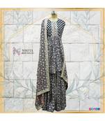 This elegant and contemporary sharara set with authentic handwork of pitta is made on muslin cotton