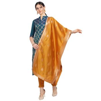 blue Elora Cotton Jacquard Unstitched Chex Salwar Suit Dress Material for Women 1