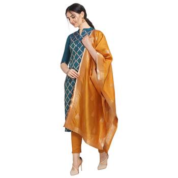 blue Elora Cotton Jacquard Unstitched Chex Salwar Suit Dress Material for Women 2