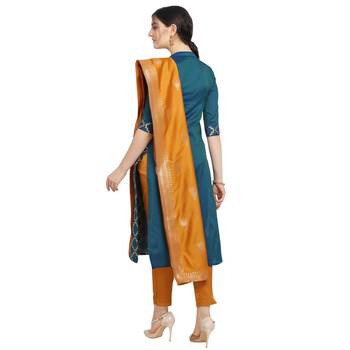 blue Elora Cotton Jacquard Unstitched Chex Salwar Suit Dress Material for Women 3
