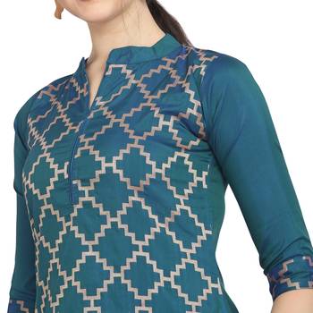 blue Elora Cotton Jacquard Unstitched Chex Salwar Suit Dress Material for Women 4