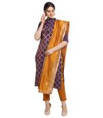 purple Elora Cotton Jacquard Unstitched Chex Salwar Suit Dress Material for Women