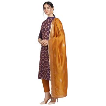 purple Elora Cotton Jacquard Unstitched Chex Salwar Suit Dress Material for Women 3