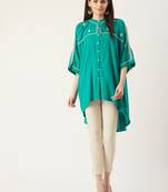 Pinksky Green woven viscose rayon long-tops