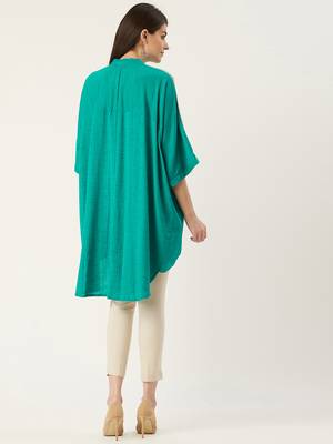 Pinksky Green woven viscose rayon long-tops 2