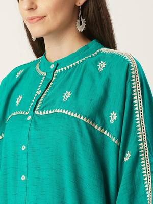 Pinksky Green woven viscose rayon long-tops 4