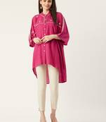 Pinksky Pink woven viscose rayon long-tops