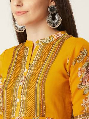 Pinksky Yellow woven cotton ethnic-kurtis 2