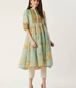 Pinksky Blue woven cotton ethnic-kurtis