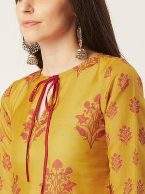 Pinksky Yellow woven crepe ethnic-kurtis 3