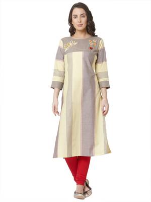 women's  multicolored  embroidered cotton straight kurta 1