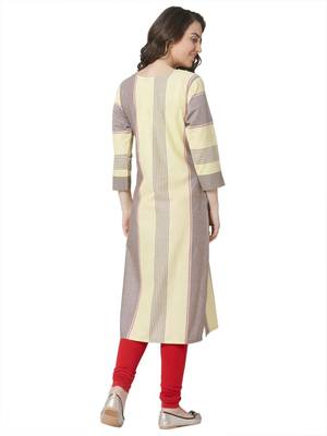 women's  multicolored  embroidered cotton straight kurta 5
