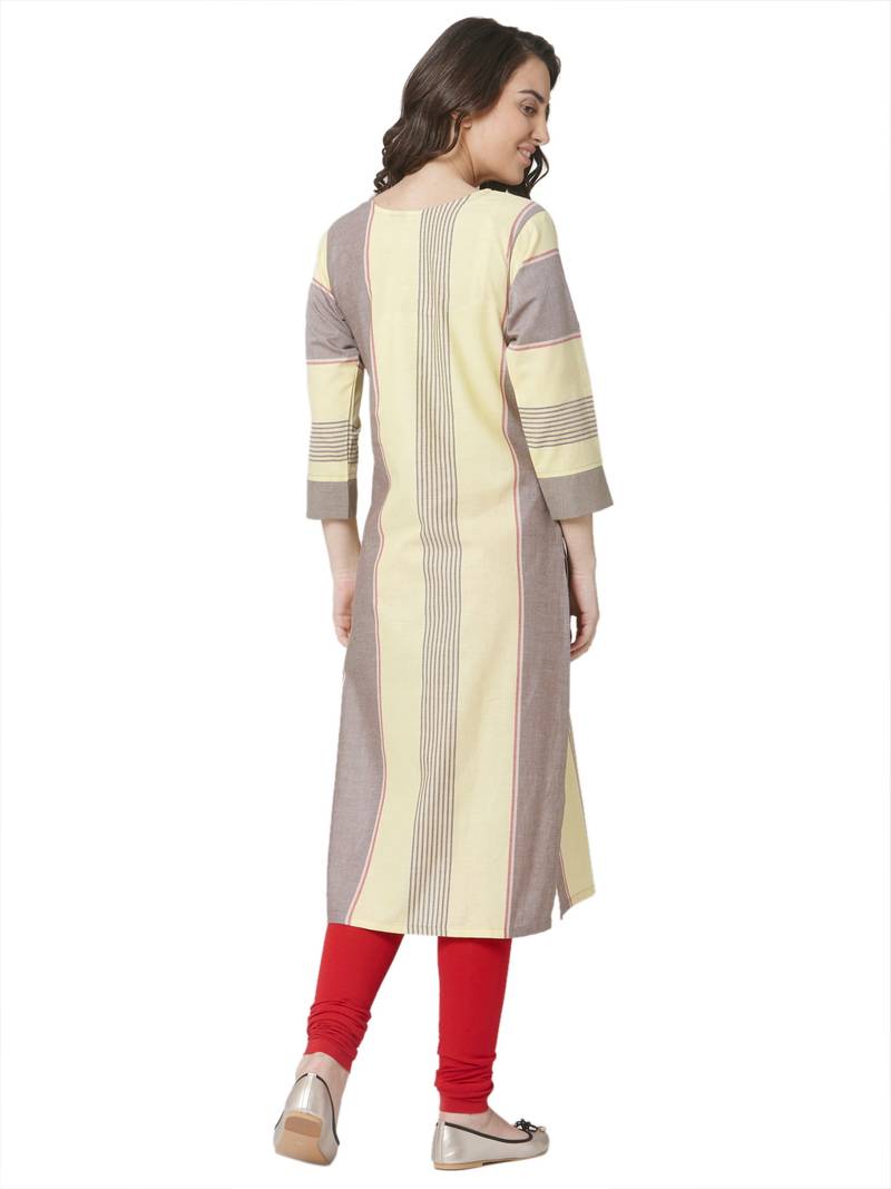 women's  multicolored  embroidered cotton straight kurta