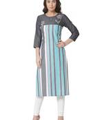women's  multicolored  embroidered cotton straight kurta