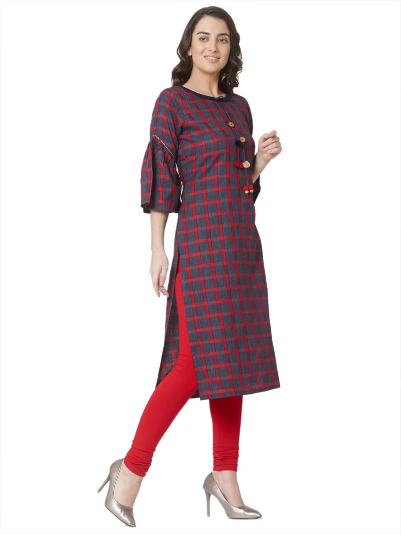 women's  multicolored  woven cotton straight kurta