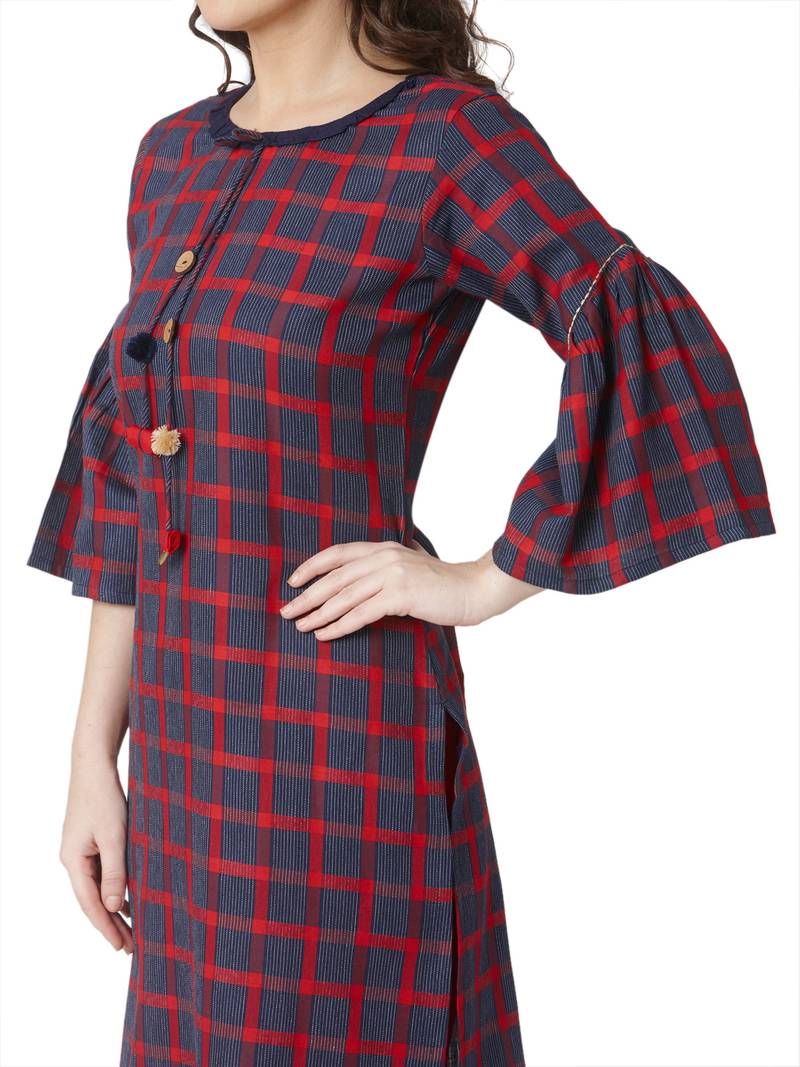 women's  multicolored  woven cotton straight kurta