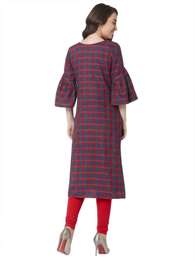 women's  multicolored  woven cotton straight kurta
