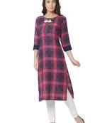 women's  multicolored  embroidered cotton straight kurta