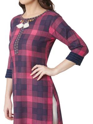 women's  multicolored  embroidered cotton straight kurta 4