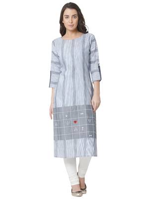 women's  white colour  embroidered cotton straight kurta 1
