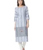 women's  white colour  embroidered cotton straight kurta