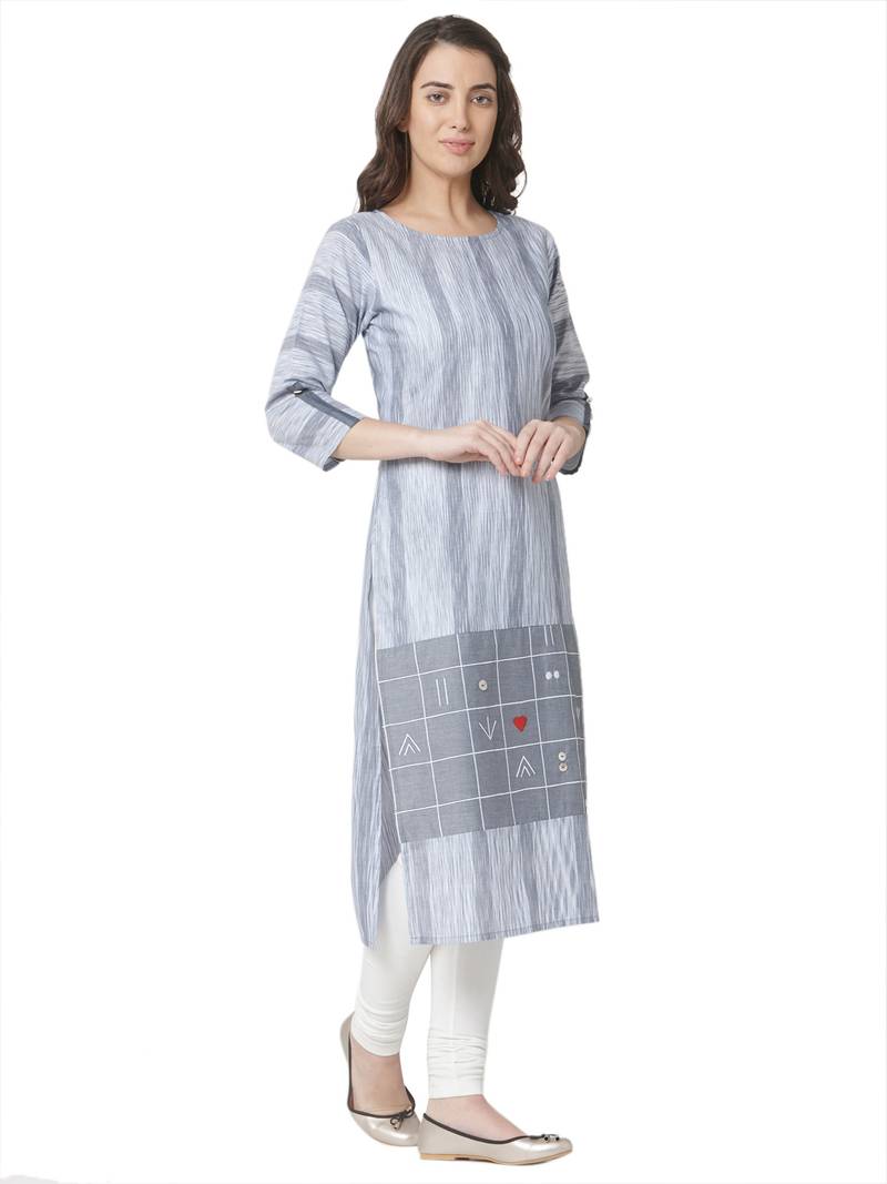 women's  white colour  embroidered cotton straight kurta