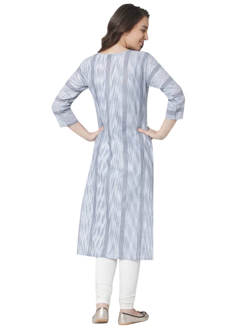 women's  white colour  embroidered cotton straight kurta