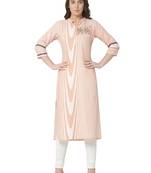 women's   pink colour embroidered cotton straight kurta