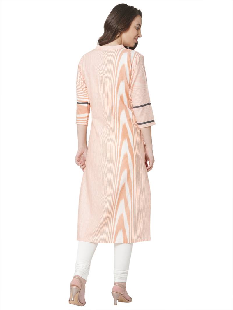 women's   pink colour embroidered cotton straight kurta