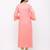 Women's  Pink Rayon Slub Embroidered Straight Kurta