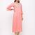 Women's  Pink Rayon Slub Embroidered Straight Kurta